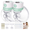 Picture of TSRETE Double Wearable Breast Pump, Electric Hands-Free Breast Pumps with 2 Modes, 9 Levels, LCD Display, Memory Function Rechargeable with Massage and Pumping Mode 24mm Flange-Green