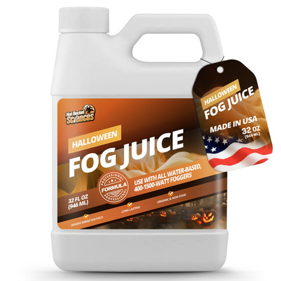 Picture of 32 oz Fog Machine Liquid Smoke - Halloween Smoke Machine Fog, Fog Juice for 400-1500 Watt Foggers, Water-Based Fog Fluid for Thick, Lasting, Spooky Fog, Ideal for Haunted Houses, Theme Parks & Events