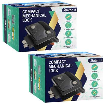 Picture of LATCH.IT Rv Door Locks | Keyed-Alike Mini Mechanical Rv Door Latch | Rv Door Lock Replacement | 100% Metal Camper Door Lock | Rv Trailer Door Latch Only Fits 2.75" x 3.75" Door Lock Holes