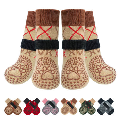 Picture of BEAUTYZOO Anti Slip Dog Socks for Hardwood Floors,Dog Shoes for Hot/Cold Pavement, Injury Prevent Licking for Small Medium Large Dogs,Traction Control Non-Slip Socks for Old Senior Dog, Paw Protector