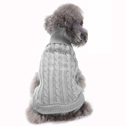 Picture of Dog Sweater, Warm Pet Sweater, Dog Sweaters for Small Dogs Medium Dogs Large Dogs, Cute Knitted Classic Cat Sweater Dog Clothes Coat for Girls Boys Dog Puppy Cat (Large, Grey)