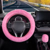 Picture of SEG Direct Furry Car Steering Wheel Cover with Fluffy Gear Shift Cover Soft Warm Non-Slip Car Decoration for Women Girls 2 PCS Set, Pink