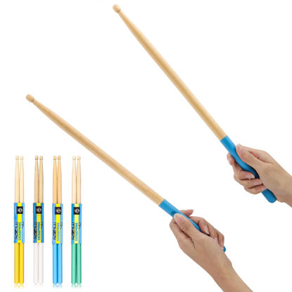 Picture of 4 Pairs 5A Maple Wood Drumsticks Non-slip Drum Sticks for Kids Adults Beginners
