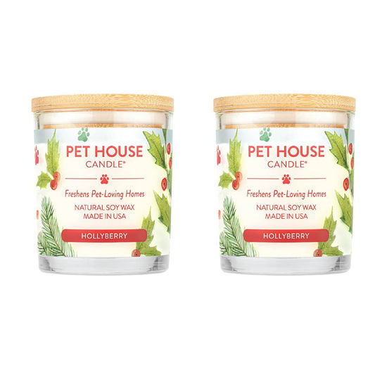 Picture of One Fur All, Pet House Candle-100% Plant-Based Wax Candle-Pet Odor Eliminator for Home-Non-Toxic and Eco-Friendly Air Freshening Scented Candles-Odor Eliminating Candle-(Pack of 2, Hollyberry)