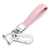 Picture of QBUC Genuine Leather Car Keychain,Universal Heavy Duty Metal Key Chain Accessories,Car Fob Key Keychain Holder with 360 Degree Rotatable Snap Swivel and Anti-Lost D-Ring for Men Women(Light Pink)