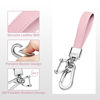 Picture of QBUC Genuine Leather Car Keychain,Universal Heavy Duty Metal Key Chain Accessories,Car Fob Key Keychain Holder with 360 Degree Rotatable Snap Swivel and Anti-Lost D-Ring for Men Women(Light Pink)