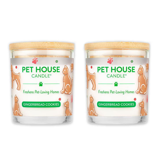 Picture of One Fur All, Pet House Candle-100% Plant-Based Wax Candle-Pet Odor Eliminator for Home-Non-Toxic and Eco-Friendly Air Freshening Scented Candles-Odor Eliminating Candle-(Pack of 2, Gingerbread Cookies