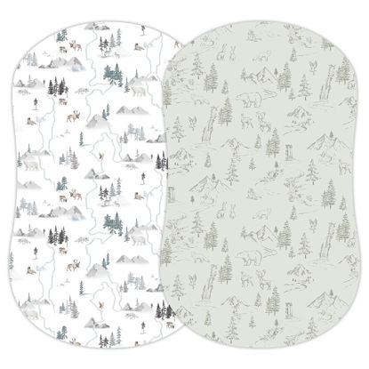 Picture of Sorrel + Fern 2-Pack Fitted Bassinet Sheets (Arctic Journey) - Buttery Soft Cotton Blend for Standard Bassinet