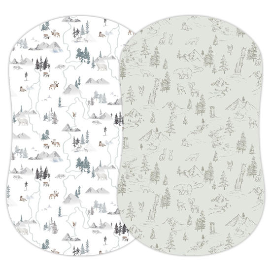 Picture of Sorrel + Fern 2-Pack Fitted Bassinet Sheets (Arctic Journey) - Buttery Soft Cotton Blend for Standard Bassinet