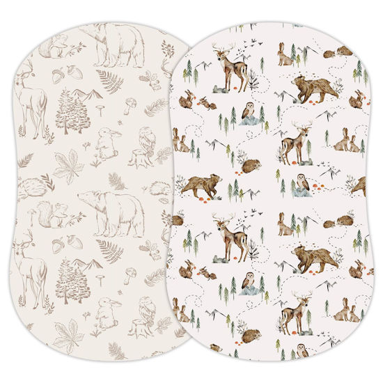 Picture of Sorrel + Fern 2-Pack Fitted Bassinet Sheets (Magic Forest) - Buttery Soft Cotton Blend for Standard Bassinet