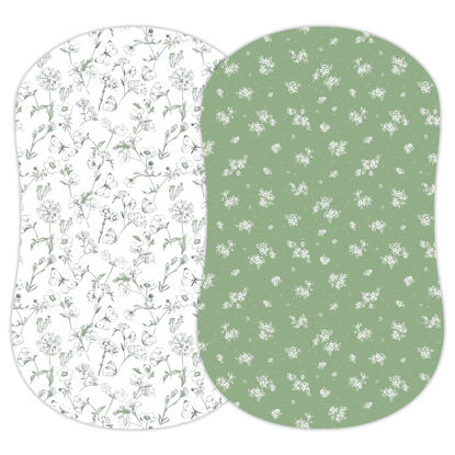 Picture of Sorrel + Fern 2-Pack Organic Fitted Bassinet Sheets (Butterfly Garden) - Buttery Soft Breathable Cotton Blend for Standard Bassinet