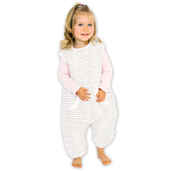 Picture of Tealbee Dreamsuit: Toddler Sleep Sack with Feet 2T 3T - 1.5 TOG Winter Baby Wearable Blanket for Walkers - Rayon made from Bamboo, Organic Cotton Sleep Bag - Brushed Dots