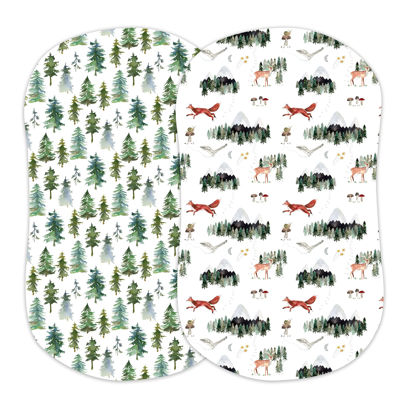 Picture of Sorrel + Fern 2-Pack Fitted Bassinet Sheets (Woodland Forest Animals) - Buttery Soft Cotton Blend for Standard Bassinet