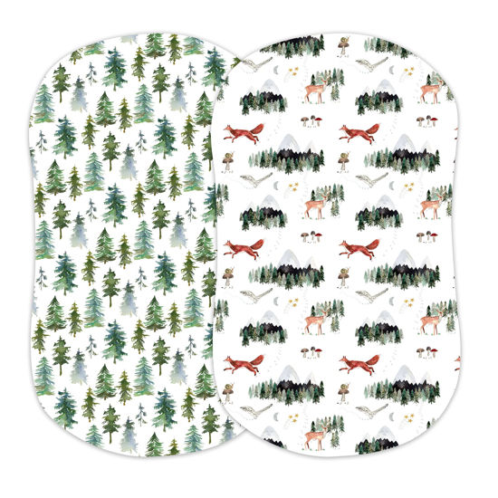Picture of Sorrel + Fern 2-Pack Fitted Bassinet Sheets (Woodland Forest Animals) - Buttery Soft Cotton Blend for Standard Bassinet