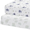 Picture of Sorrel + Fern 2-Pack Crib Sheets for Standard Crib Mattress (Watercolor Elephants) - Premium Fitted Sheets - Buttery Soft Cotton Blend