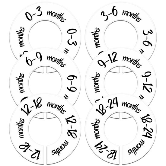 Picture of Pro Goleem Baby Closet Dividers Unisex Baby Closet Organizer for Nursery Baby Clothes Size Age Dividers Fits 1.5" Rod 6 PCS