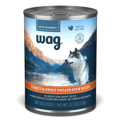 Picture of Amazon Brand - Wag Stew Canned Dog Food, Turkey & Sweet Potato Recipe, 13.2 oz Can (Pack of 12)