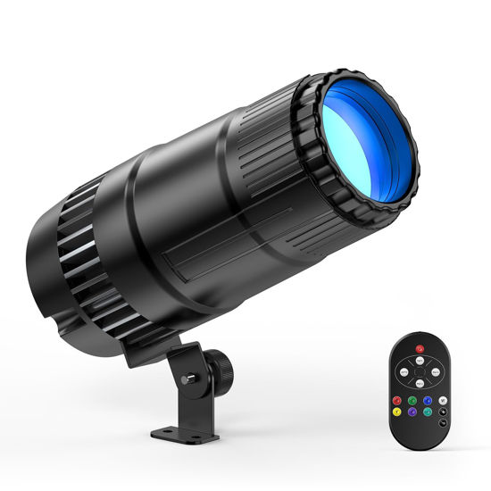 Picture of 20W Pinspot Light with Remote,RGBWYP+Cyan LED Beam Spot Lights,Ultra Bright Mirror Disco Ball Spotlight Stage Light for DJ Disco Party Bar Club Show Wedding Children's Theater