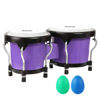 Picture of Soulmate Bongo Drum for Kids Adults Beginners 4'' and 5'' Bongos Set Tunable Natural Skin Percussion Instruments With Tuning Wrench (Purple)