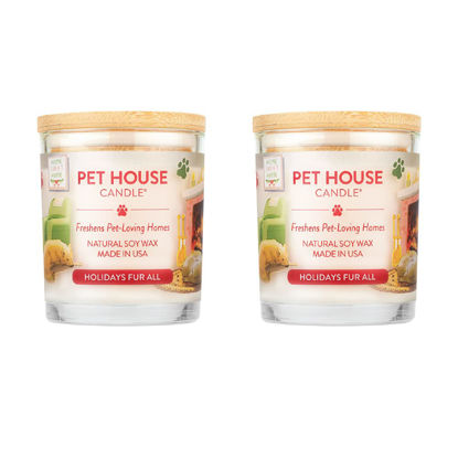 Picture of One Fur All, Pet House Candle - 100% Soy Wax Candle - Pet Odor Eliminator for Home - Non-Toxic and Eco-Friendly Air Freshening Scented Candles (Pack of 2, Holidays Fur All)