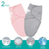 Picture of Biloban Baby Swaddles 0-3 Months for Girls, Baby Swaddle, Newborn Swaddle, Cotton Swaddle Blanket, Newborn Essentials, Grey & Pink, 2 Pack