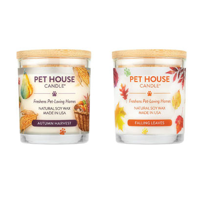 Picture of One Fur All, Pet House Candle - 100% Soy Wax Candle - Pet Odor Eliminator for Home - Non-Toxic and Eco-Friendly Air Freshening Scented Candles (Pack of 2, Falling Leaves/Autumn Harvest)