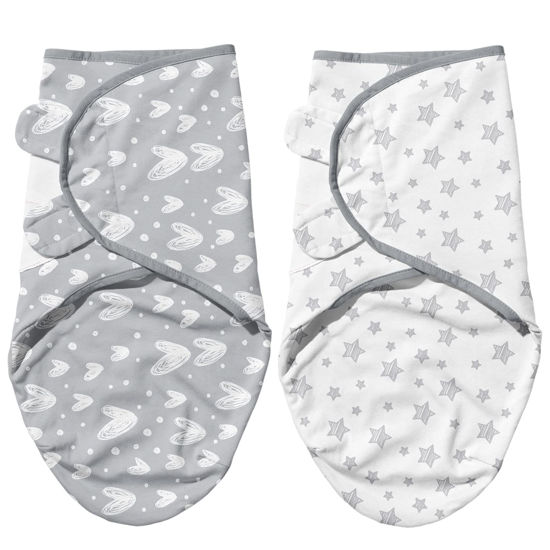 Picture of Biloban Baby Swaddle for Boy Girls, Baby Swaddles 3-6 Months, Swaddle Blanket Cotton, Newborn Swaddle, Newborn Essentials, Lovely Grey Print, 2 Pack