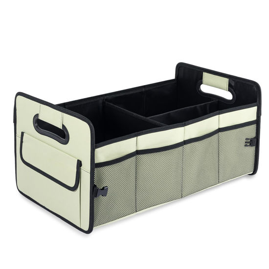 Picture of JiatuA Car Trunk Organizer, Car Organizers and Storage Collapsible Multi Compartment Container Box, Adjustable Car Accessories for SUV Sedan Truck, Standard Size, Light Green