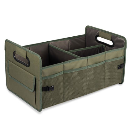 Picture of JiatuA Car Trunk Organizer, Car Organizers and Storage Collapsible Multi Compartment Container Box, Adjustable Car Accessories for SUV Sedan Truck, Standard Size, Green