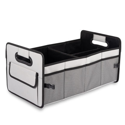 Picture of JiatuA Car Trunk Organizer, Car Organizers and Storage Collapsible Multi Compartment Container Box, Adjustable Car Accessories for SUV Sedan Truck, Standard Size, Grey