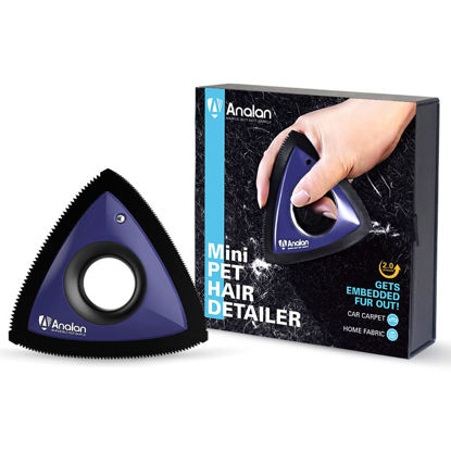 Picture of Analan Mini Pet Hair Remover for Car Detailing, Auto Interior, Furniture, Couch, and Carpet, Effective Triangle Carpet Dog Hair Remover - Lint and Fur Cleaning Supplies