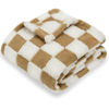 Picture of HOMRITAR Super Soft Baby Blanket for Boys Girls Warm Cozy Reversible Checkerboard Toddlers Blanket, Fluffy Fuzzy Plush Lightweight Bed Blanket with Chessboard Grid Design 350GSM Khaki 30 x 40 Inch