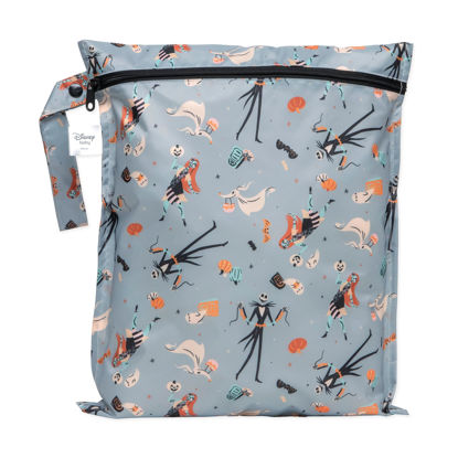 Picture of Bumkins Disney Waterproof Wet Bag for Baby, Travel, Swim Suit, Cloth Diapers, Pump Parts, Pool, Gym Clothes, Toiletry, Hook to Stroller, Daycare, Zipper Reusable Packing, Nightmare Before Christmas