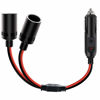 Picture of Nilight Car Cigarette Lighter Splitter Plug Socket 2-Way Splitter Splits 1 Car Cigarette Port to 2 DC Ports Power Charger Port Splitter Adapter with 15A Inline Fuse,2 Years Warranty
