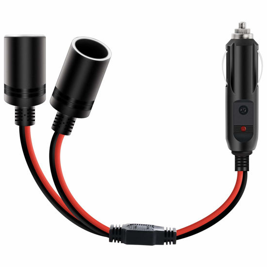 Picture of Nilight Car Cigarette Lighter Splitter Plug Socket 2-Way Splitter Splits 1 Car Cigarette Port to 2 DC Ports Power Charger Port Splitter Adapter with 15A Inline Fuse,2 Years Warranty