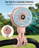 Picture of buywoo Portable Stroller Fan, Small Battery Powered Fan w/ 360° Rotation, 3-Speed, Rechargebale Mini Personal Fan w/Display, Stroller Accessories Gift for Car Seat, Crib, Bike, Treadmill, Pink