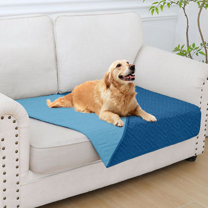 Picture of hyha Waterproof Dog Blanket, Soft Dog Bed Cover Pet Blankets, Waterproof Sofa Couch Cover for Dogs Washable, Reversible Pet Couch Covers for Sofa Furniture (30x53 Inch, Navy Blue/Blue)