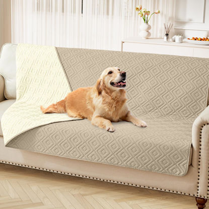 Picture of hyha Waterproof Dog Blanket, Soft Dog Bed Cover Pet Blankets, Waterproof Sofa Couch Cover for Dogs Washable, Reversible Pet Couch Covers for Sofa Furniture (52x82 Inch, Taupe/Beige)