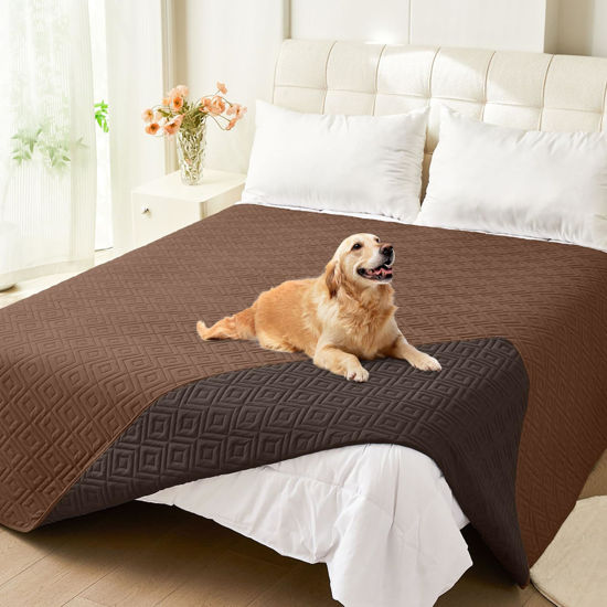 Picture of hyha Waterproof Dog Blanket, Soft Dog Bed Cover Pet Blankets, Waterproof Sofa Couch Cover for Dogs Washable, Reversible Pet Couch Covers for Sofa Furniture (82x102 Inch, Brown/Chocolate)