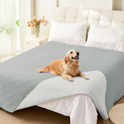 Picture of hyha Waterproof Dog Blanket, Soft Dog Bed Cover Pet Blankets, Waterproof Sofa Couch Cover for Dogs Washable, Reversible Pet Couch Covers for Sofa Furniture (82x102 Inch, Grey/Light Grey)