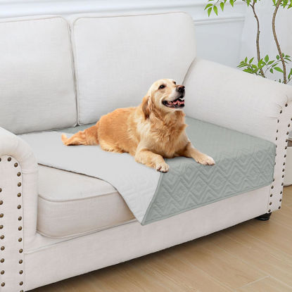 Picture of hyha Waterproof Dog Blanket, Soft Dog Bed Cover Pet Blankets, Waterproof Sofa Couch Cover for Dogs Washable, Reversible Pet Couch Covers for Sofa Furniture (30x53 Inch, Grey/Light Grey)