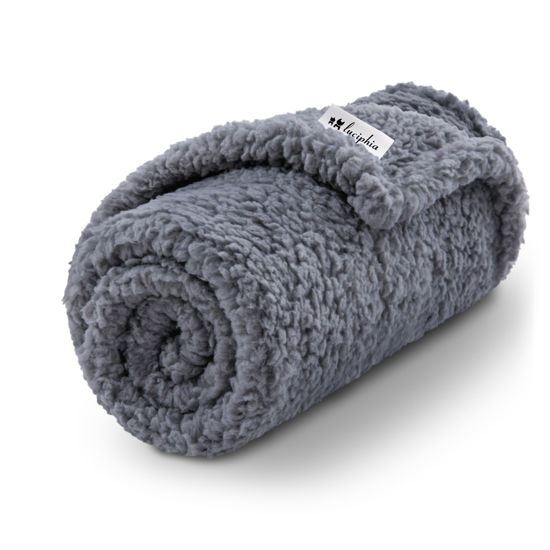 Picture of Luciphia Premium Fleece Dog Puppy Blanket Soft Pet Sherpa Calming Cat Blanket Throw for Small Medium Dog Cat(Grey,30x20 inches)