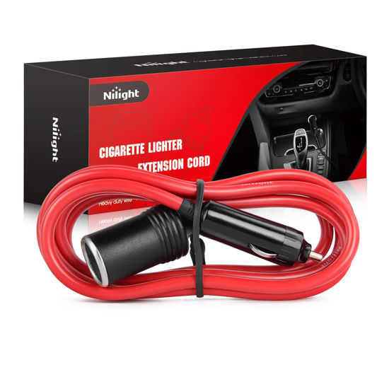 Picture of Nilight Cigarette Lighter Extension Cord Cable Heavy Duty 6ft 12V/24V Car Charger with Cigarette Lighter Plug Cigarette Lighter Socket,2 Years Warranty