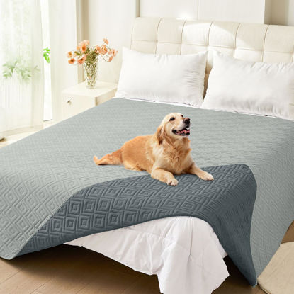 Picture of hyha Waterproof Dog Blanket, Soft Dog Bed Cover Pet Blankets, Waterproof Sofa Couch Cover for Dogs Washable, Reversible Pet Couch Covers for Sofa Furniture (82x102 Inch, Grey/Dark Grey)