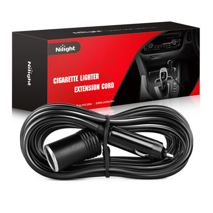 Picture of Nilight NI-WA-01C Cigarette Lighter Extension Cord Cable Heavy Duty 14ft 12V/24V Car Charger with Cigarette Lighter Socket