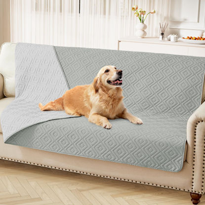 Picture of hyha Waterproof Dog Blanket, Soft Dog Bed Cover Pet Blankets, Waterproof Sofa Couch Cover for Dogs Washable, Reversible Pet Couch Covers for Sofa Furniture (68x82 Inch, Grey/Light Grey)