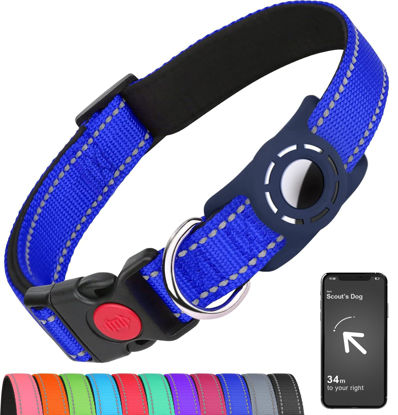 Picture of Erbine Airtag Dog Collar for Small Dogs, Reflective Dog Collars with AirTag Holder, Soft Padded & Safety Locking Buckle, Nylon Pet Collar Adjustable for All Breeds, NavyBlue