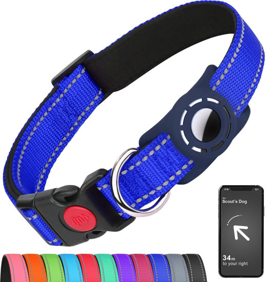Picture of Erbine Airtag Dog Collar for Small Dogs, Reflective Dog Collars with AirTag Holder, Soft Padded & Safety Locking Buckle, Nylon Pet Collar Adjustable for All Breeds, NavyBlue
