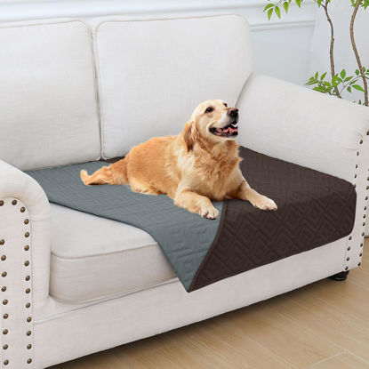 Picture of hyha Waterproof Dog Blanket, Soft Dog Bed Cover Pet Blankets, Waterproof Sofa Couch Cover for Dogs Washable, Reversible Pet Couch Covers for Sofa Furniture (30x53 Inch, Chocolate/Dark Grey)