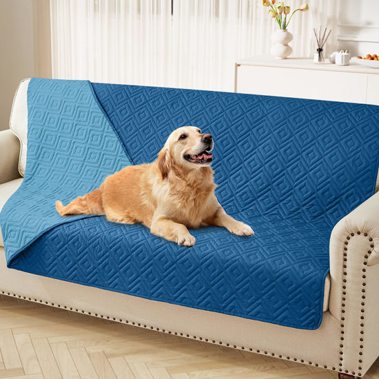 Picture of hyha Waterproof Dog Blanket, Soft Dog Bed Cover Pet Blankets, Waterproof Sofa Couch Cover for Dogs Washable, Reversible Pet Couch Covers for Sofa Furniture (68x82 Inch, Navy Blue/Blue)